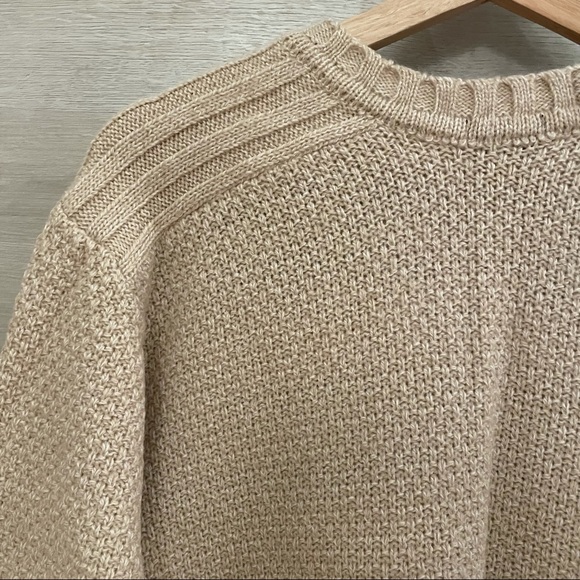 Vintage Oversized Crew Neck Striped Knit Beige Sweater - Picture 10 of 13